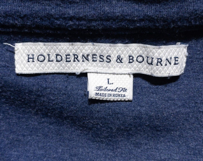 Holderness & Bourne Sweater Vest Men's Large 1/4 Zip Blue Golf Sweatshirt