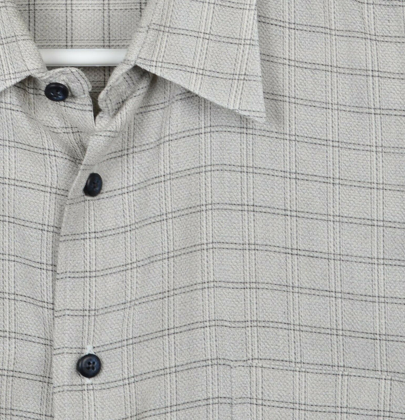 Vintage Gitman Bros Men's Large Gray Plaid Made in USA Button-Front Shirt