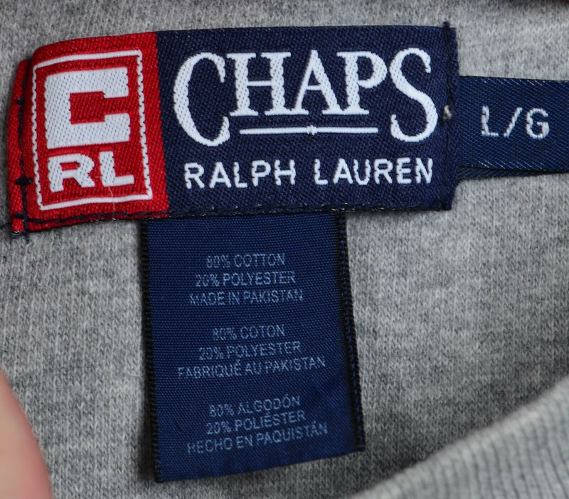 Vtg Chaps Ralph Lauren Men's Large USA Flag Spell Out Gray Crewneck Sweatshirt