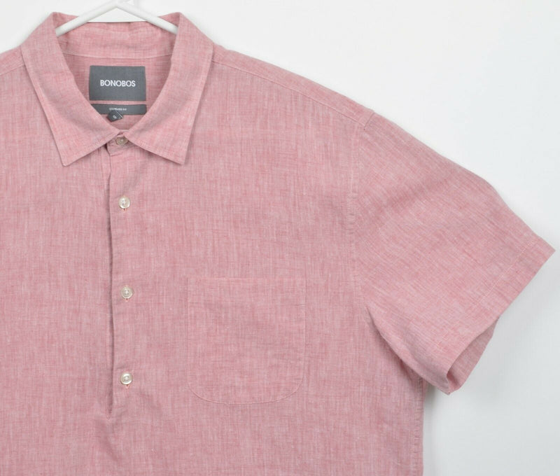 Bonobos Men's Large Standard Fit Linen Blend Red/Pink Chambray Button Shirt
