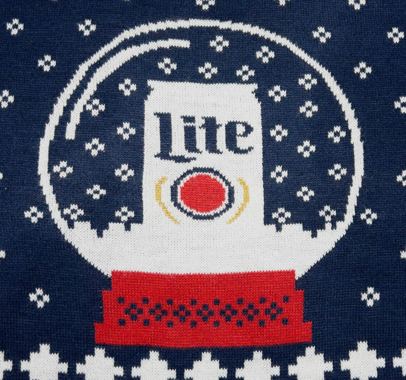 Miller Lite Men's Large Ugly Christmas Sweater Snowglobe Fair Isle Sweater