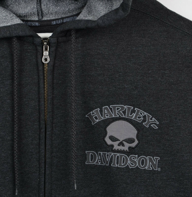 Harley-Davidson Men's XL Willie G Skull Full Zip Gray Biker Hoodie Sweatshirt