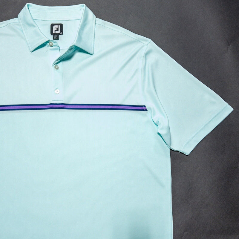 FootJoy XL Golf Shirt Men's Polo Light Blue Purple Striped Wicking Performance