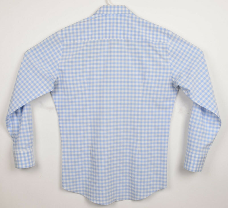 Mizzen+Main Men's Small Trim Blue White Gingham Check Performance Dress Shirt