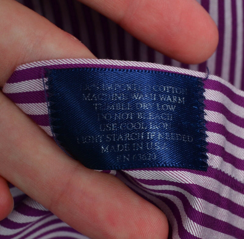 Burberry London Men's XL Purple Striped Vintage 90s USA Button-Down Shirt