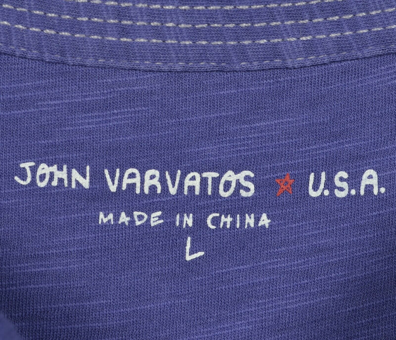 John Varvatos USA Men's Large Purple Peace Sign ✌️ Logo Designer Polo Shirt