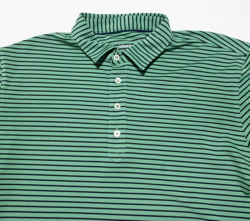 johnnie-O Large Polo Men's Shirt Prep-Formance Golf Wicking Green Striped