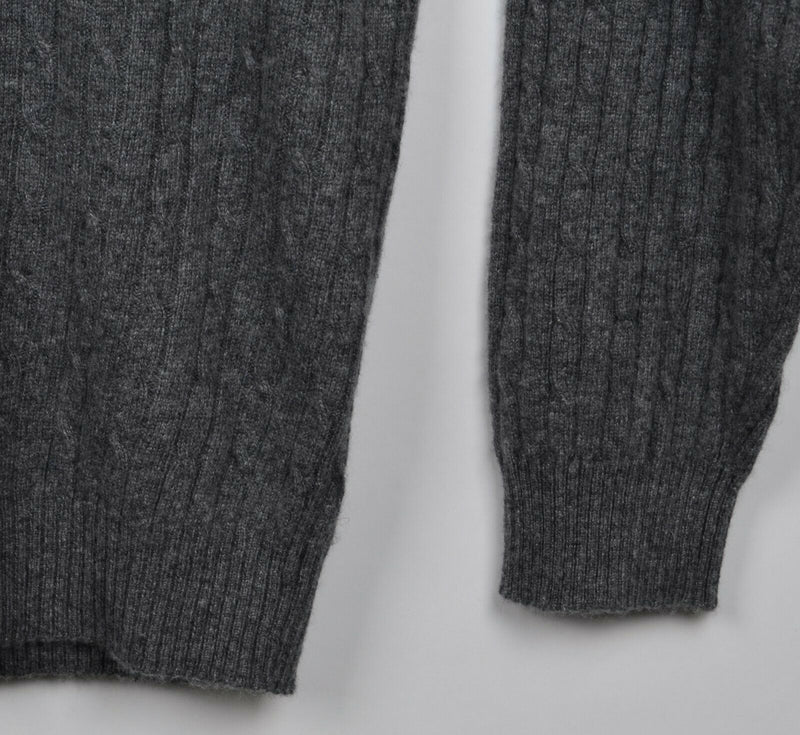 Bugatchi Uomo Men's Sz Large 100% Cashmere 1/4 Zip Gray Cable-Knit Sweater
