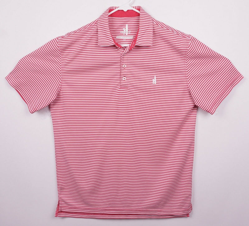 Johnnie-O Prep-Formance Men's Sz Medium Red/Pink White Striped Surfer Polo Shirt
