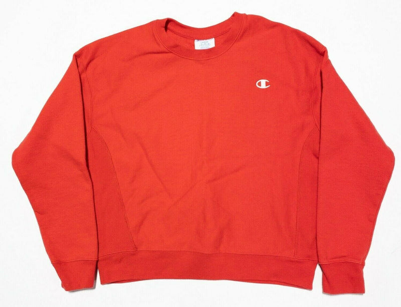 Champion Reverse Weave Sweatshirt Women's Large Red Pullover Heavyweight Logo