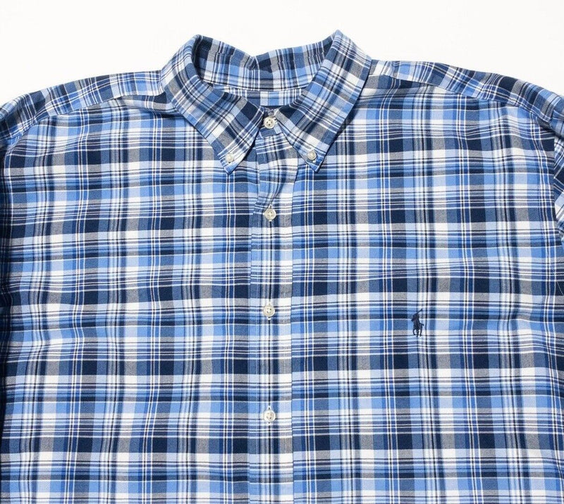 Polo Ralph Lauren XLT Classic Fit Men's Shirt Long Sleeve Blue Plaid Big & Tall