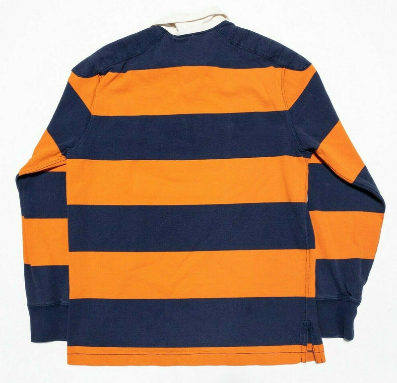 Polo Ralph Lauren Rugby Orange Blue Chunky Stripe Padded 90s Shirt Men's Medium