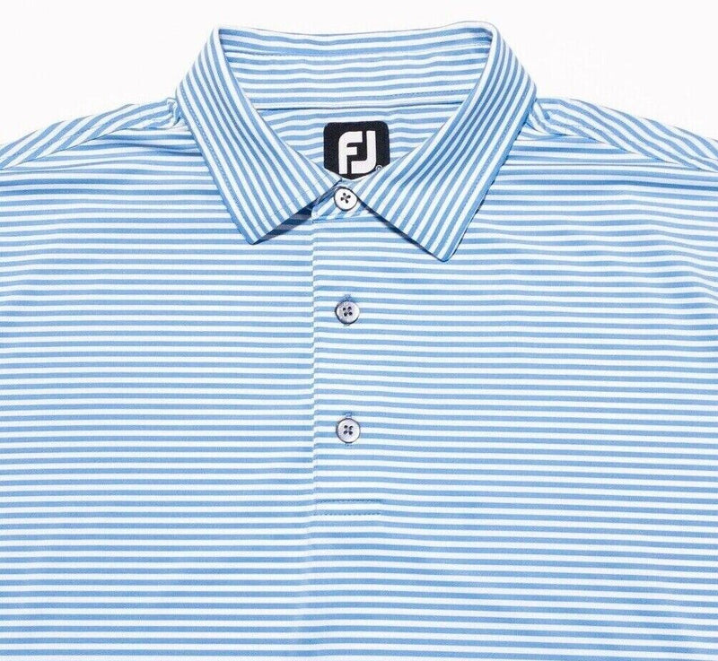 FootJoy Golf Polo XL Men's Wicking Blue White Striped Performance Burger King