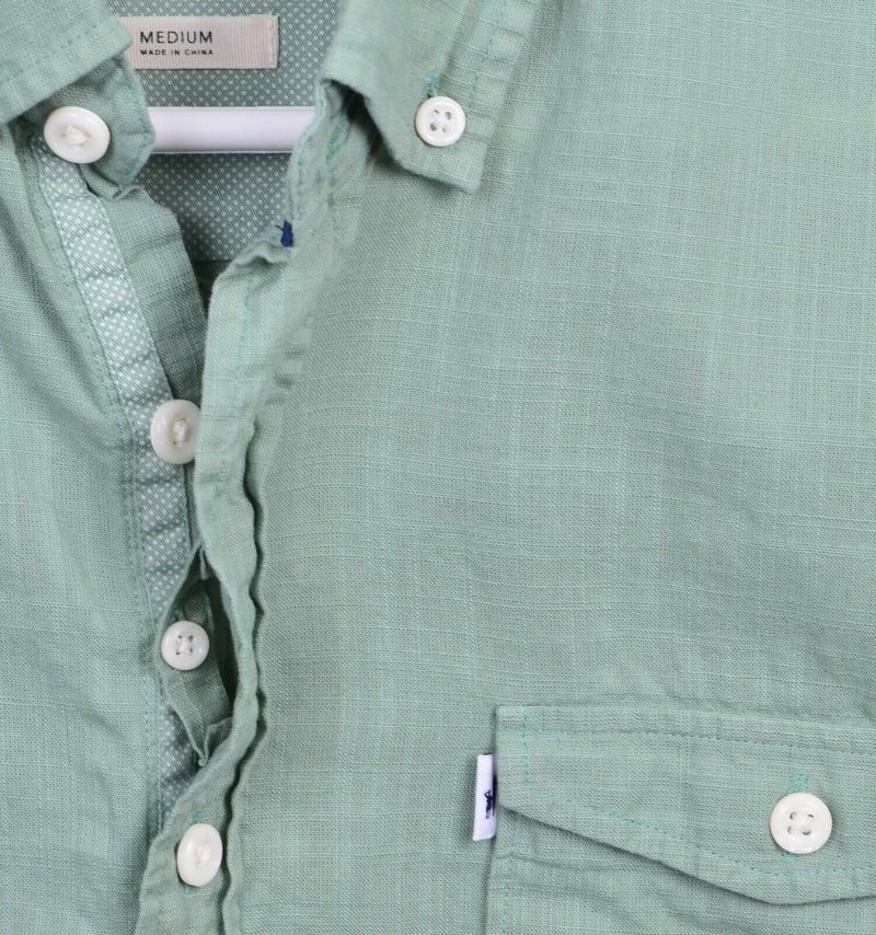 Johnnie-O Hangin' Out Men's Medium Solid Green Flip Cuff Button-Down Shirt