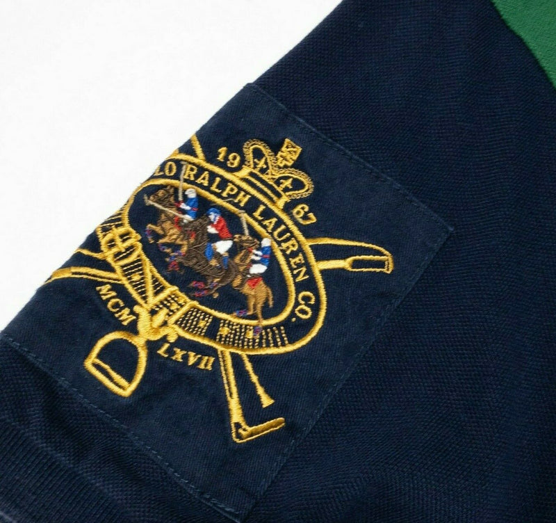 Polo Ralph Lauren 2XL Men's Polo Shirt Embroidered Horses Green Blue Rugby