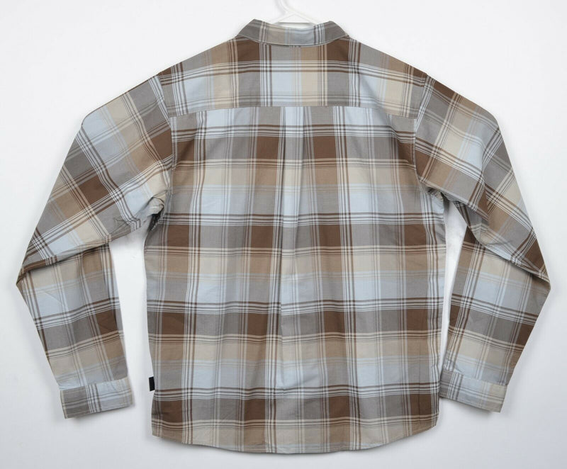 Patagonia Organic Cotton Men's Medium Brown Khaki Plaid Fezzman Shirt