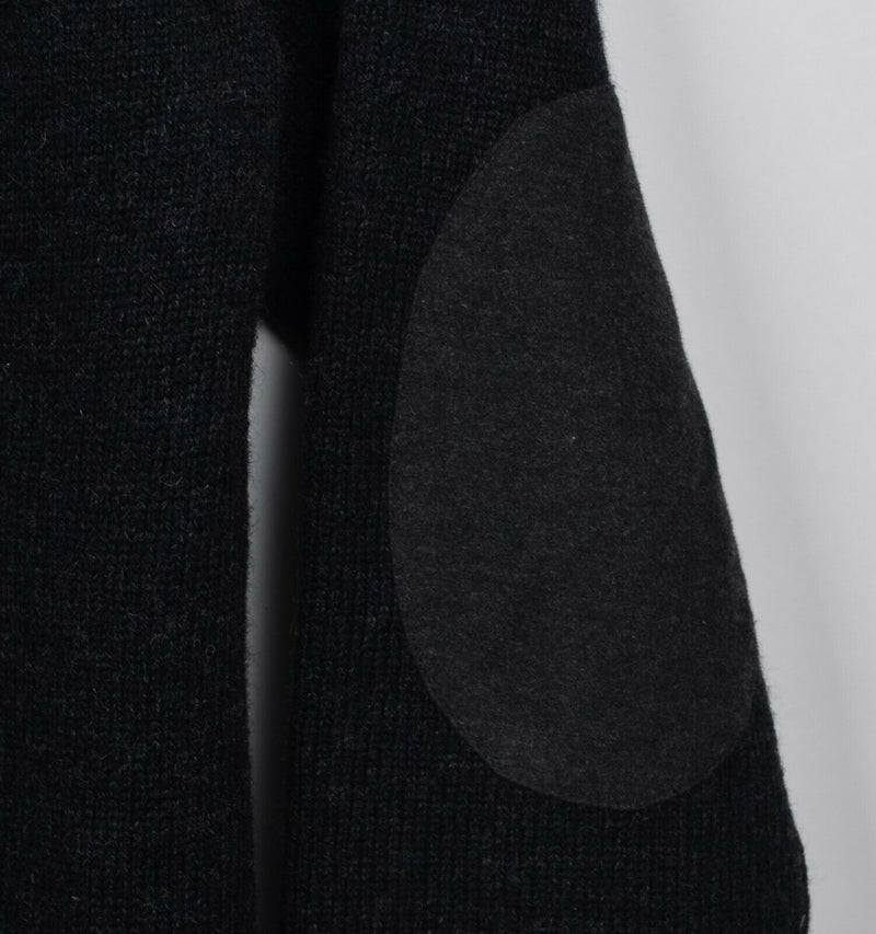 Woolrich Men's Sz 2XL 100% Wool Elbow Pads Black Pullover Crew Neck Sweater
