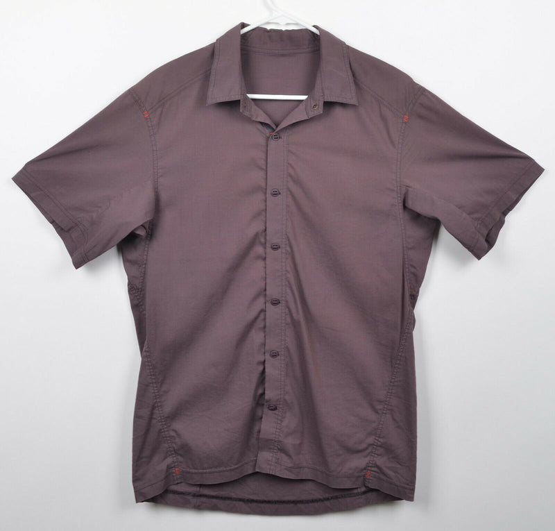 Arc'teryx Men's Medium? Solid Burgundy Purple Button-Front Hiking Casual Shirt