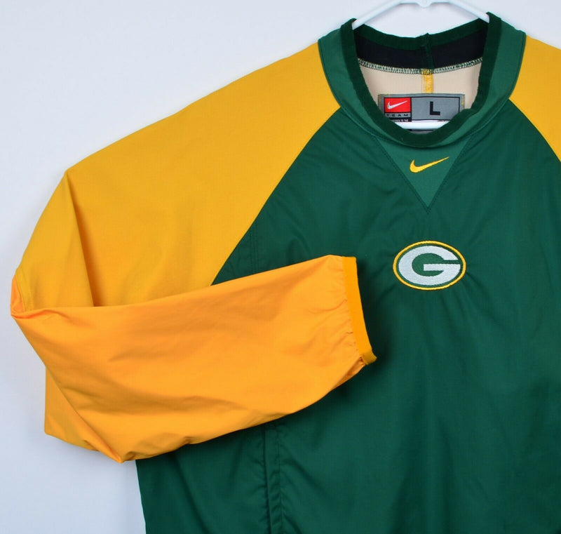 Green Bay Packers Men's Large Nike Team Green Gold Pullover Mesh Warm-Up Jacket