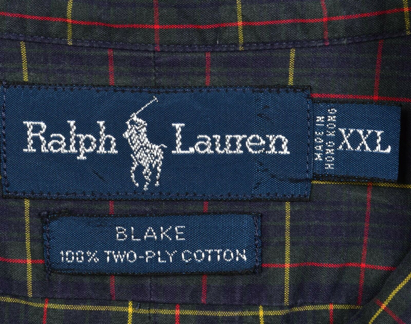 Polo Ralph Lauren Men's 2XL Navy Blue Tartan Plaid Blake Pony Button-Down Shirt