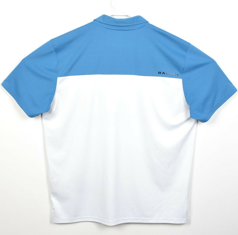 Oakley Hydrolix Men's XL White Blue Striped Polyester Wicking Golf Polo Shirt