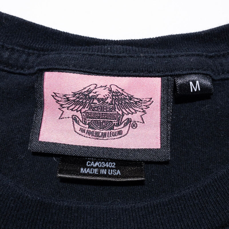 Harley-Davidson Long Sleeve Women's Medium Black Pink Logo Minimal Y2K