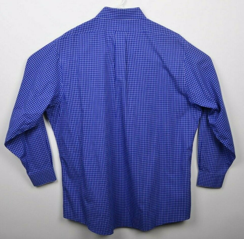 Brooks Brothers Men's 18-34 Slim Fit Blue Plaid Non-Iron Button-Down Dress Shirt