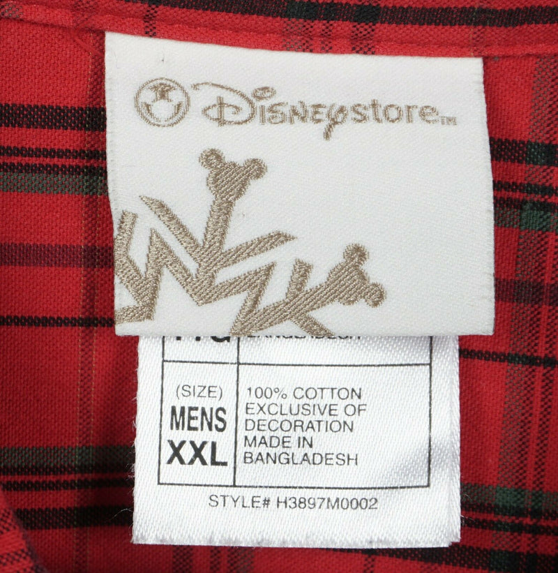 Disney Store Men's 2XL Mickey Mouse Scarf Red Plaid Button-Down Shirt