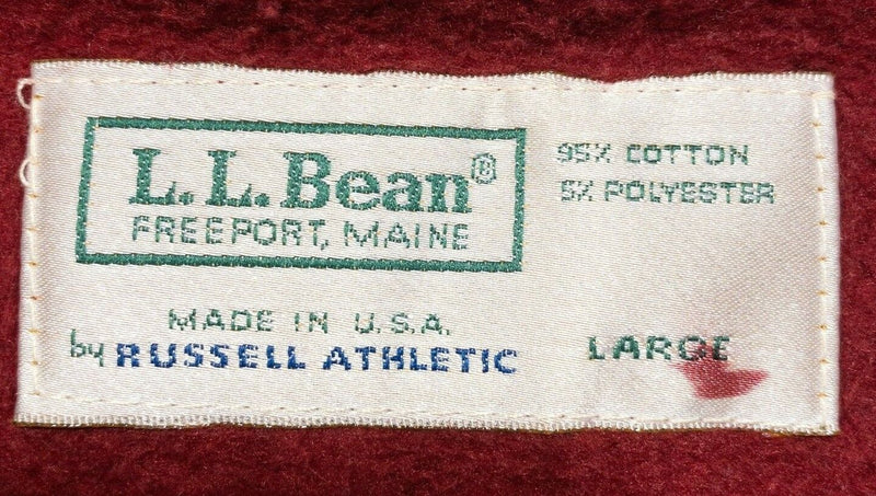 L.L. Bean by Russell Athletic Sweatshirt Men  Large Vintage 90s Henley Solid Red