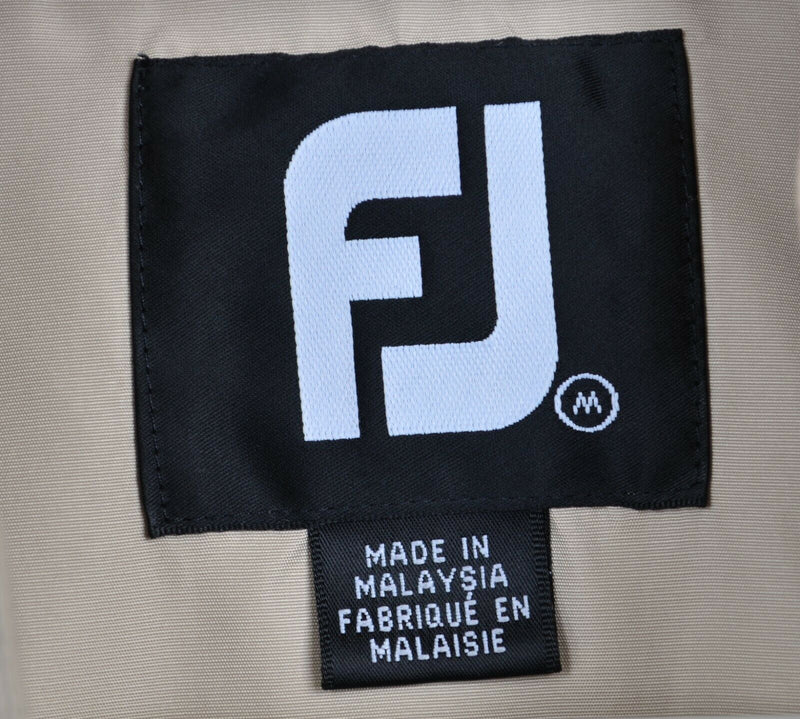 FootJoy Men's Medium 1/4 Snap Solid Tan Beige Sleeveless FJ Pullover Golf Vest