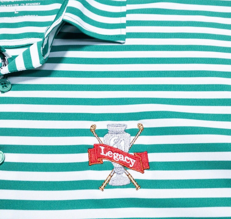 Bobby Jones Polo Large Men's Golf Shirt Performance Green Stripe Wicking Stretch