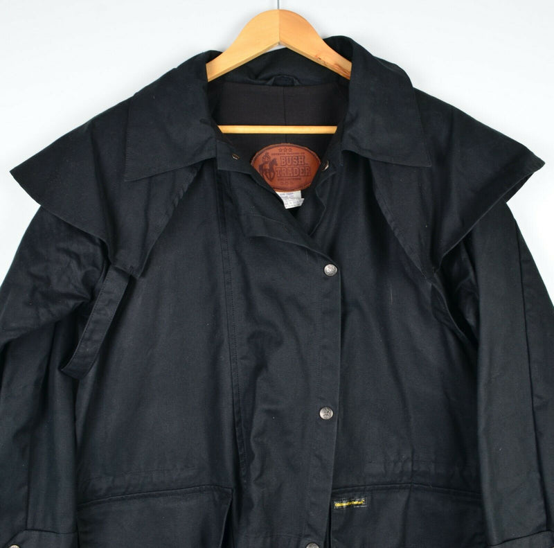 Outback Bush Trader Oilskin Waxed Cowboy Duster Trench Coat Black Men's Small