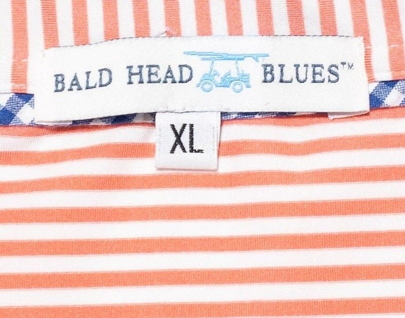 Bald Head Blues Polo XL Men's Shirt Golf Pink Striped Wicking Stretch Peach