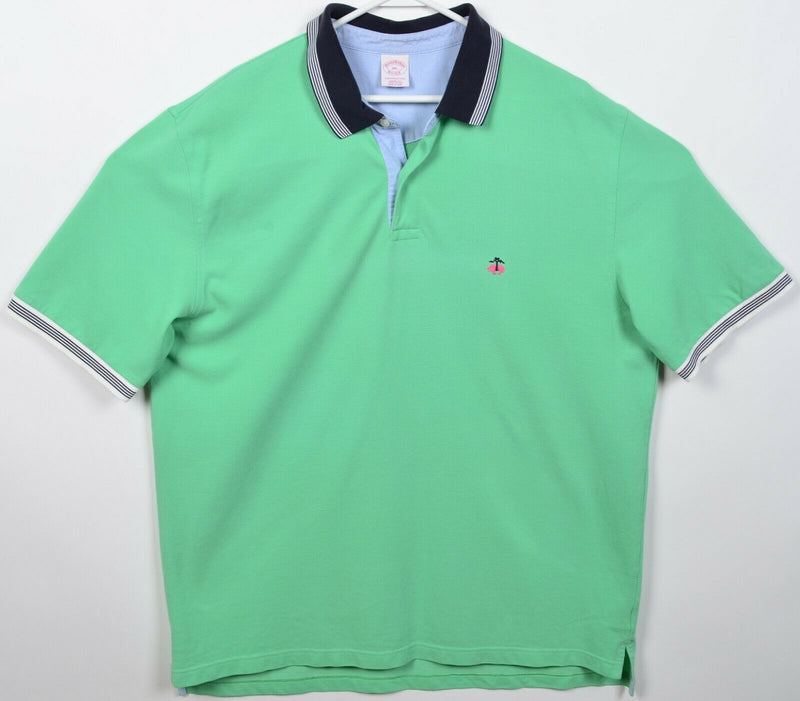 Brooks Brothers Men's 2XL Performance Polo Solid Green Logo Polo Shirt