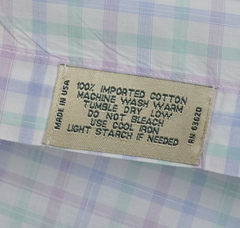 Vintage Gitman Bros. Men's 2XL Green Purple Plaid Check USA Button-Front Shirt