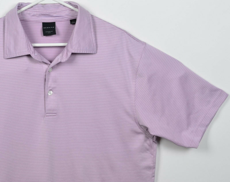 Dunning Golf Men's Large Regular Fit Pink Striped CoolMax Polyester Wicking Polo