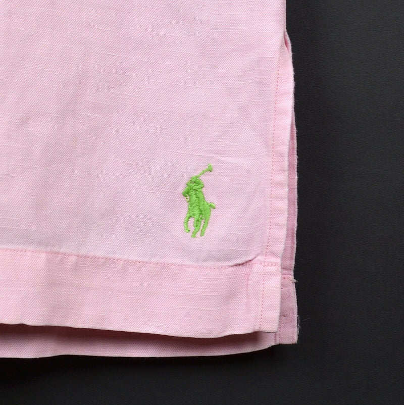 Polo Ralph Lauren Men's XL Linen Silk Blend Pink Caldwell Hawaiian Camp Shirt