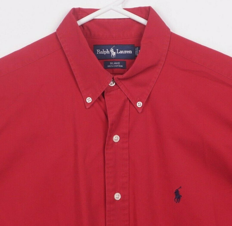 Polo Ralph Lauren Men's Large Blake Solid Red Short Sleeve Button-Down Shirt