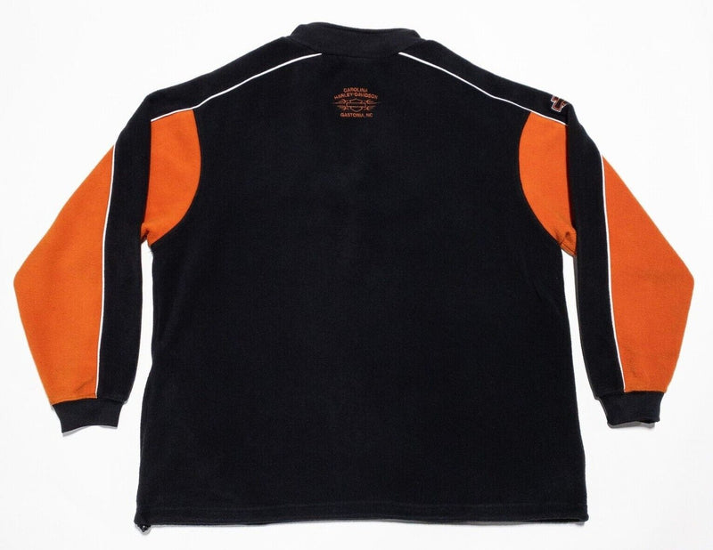 Harley-Davidson Sweatshirt Men's XL Fleece Pullover 1/4 Zip Biker Black Orange