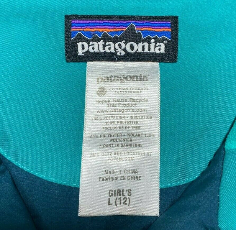 Patagonia Insulated Snowbelle Jacket Ski/Snowboard H2No Green Girl's Large (12)