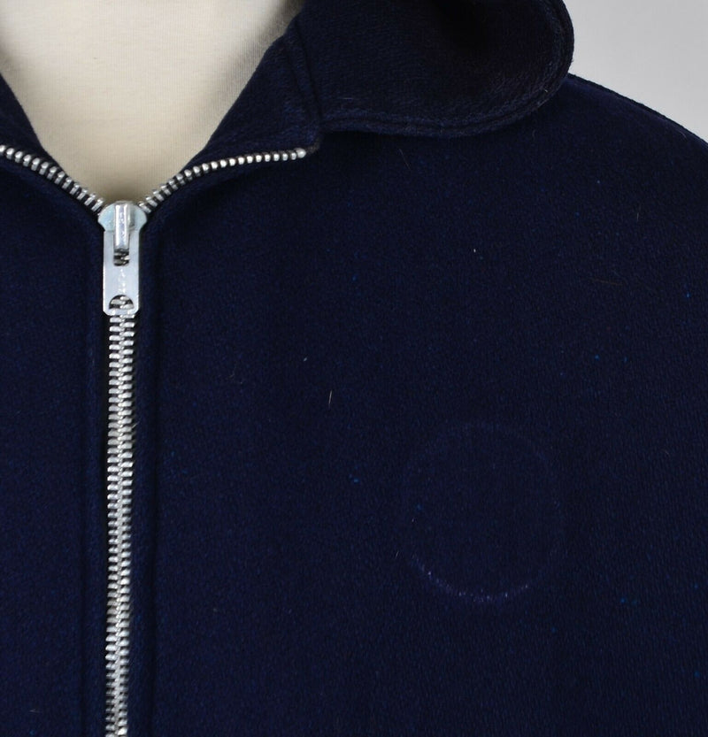 Vintage 60s Champion Men's XL Navy Blue Full Zip Hooded Lined Jacket