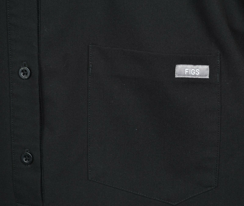 FIGS Technical Collection Men's Large Scrubs Collared Solid Black Shirt