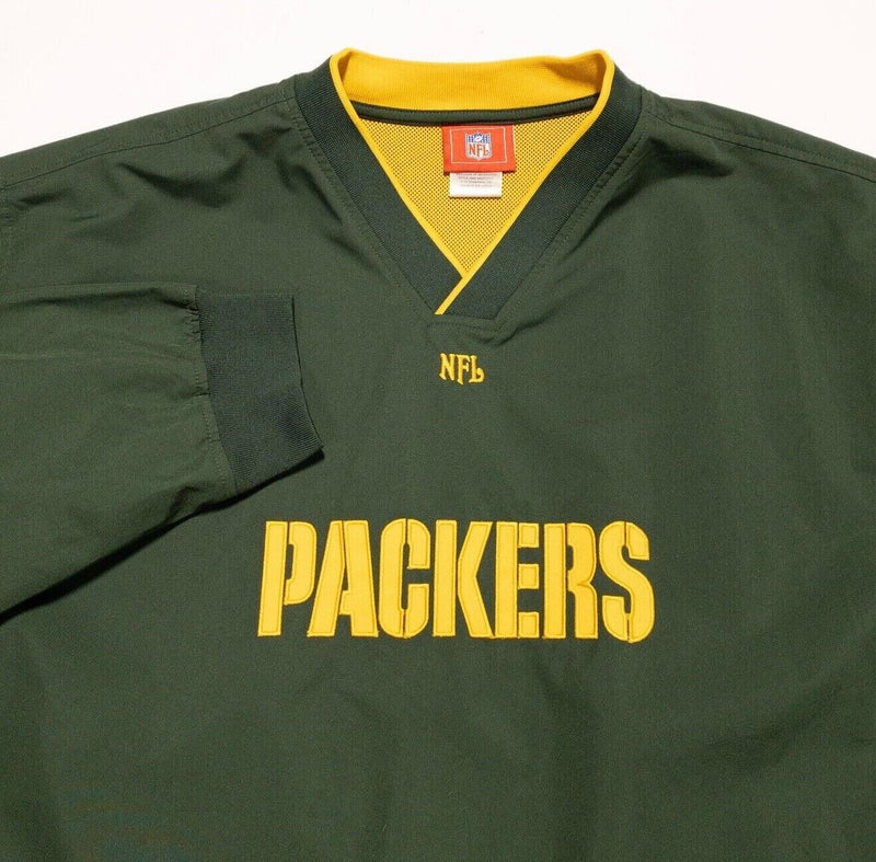 Green Bay Packers Windbreaker Men's 2XL NFL V-Neck Pullover Jacket Football