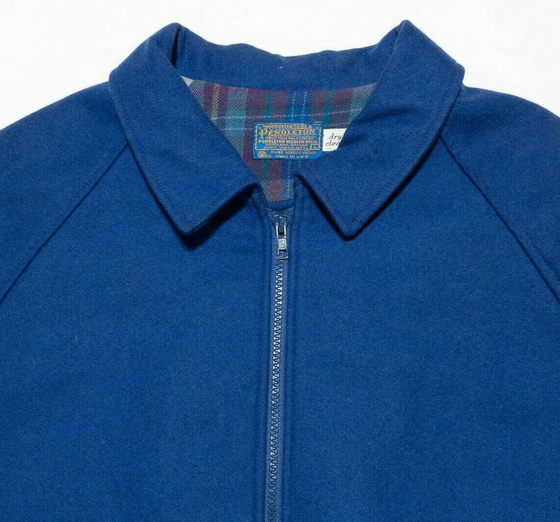 Pendleton Men's Large Wool Flannel Lined Full Zip Vintage 80s Bomber Jacket