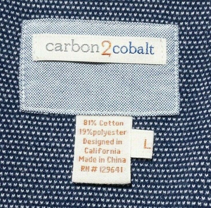 Carbon 2 Cobalt Shirt Large Men's Button-Front Short Sleeve Gray Double Layer