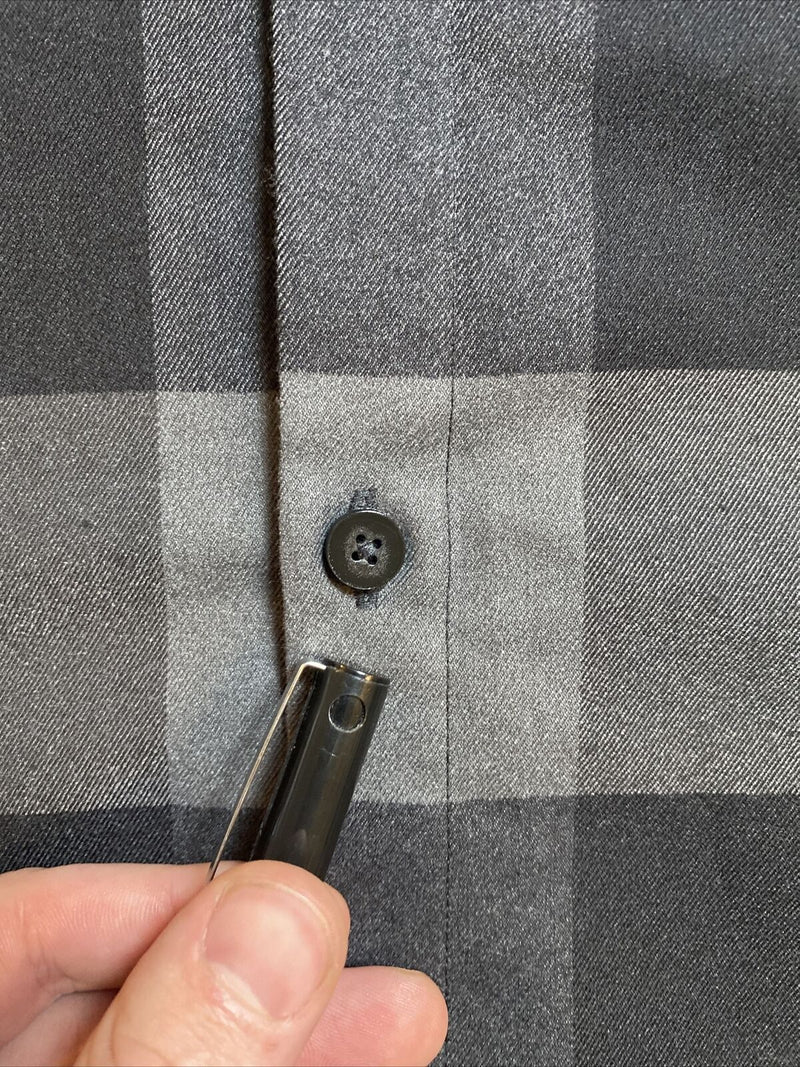 Lululemon Men's 2XL? Masons Peak Gray Black Buffalo Plaid Check Flannel Shirt