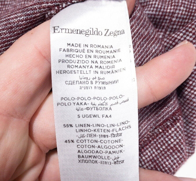 Ermenegildo Zegna Polo Medium Men's Shirt Linen Cotton Blend Heather Red/Purple