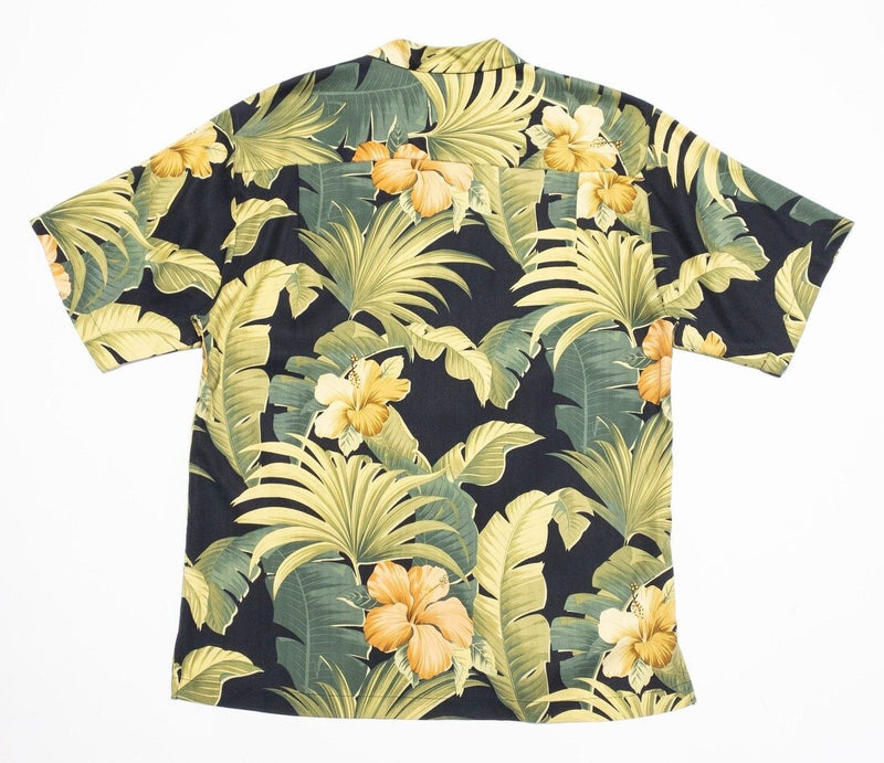 Tommy Bahama Silk Shirt Medium Men's Hawaiian Floral Print Loop Collar Camp