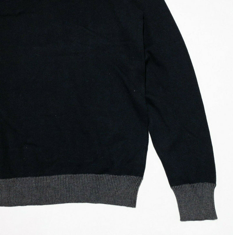 Carbon 2 Cobalt Sweater Men's Medium Cotton Cashmere Black Gray V-Neck Pullover