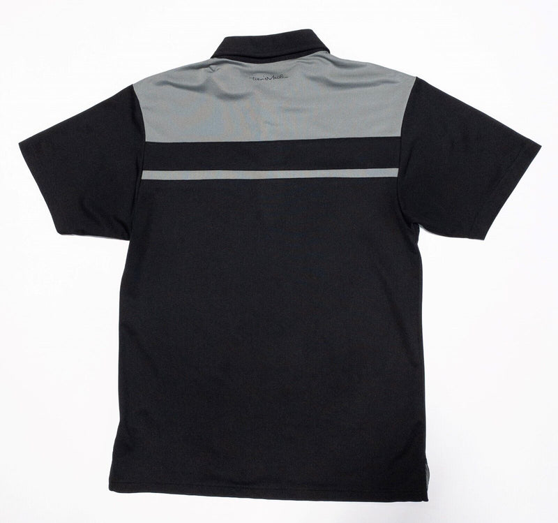 Travis Mathew Polo Medium Men's Shirt Black Gray Striped Polyester Wicking